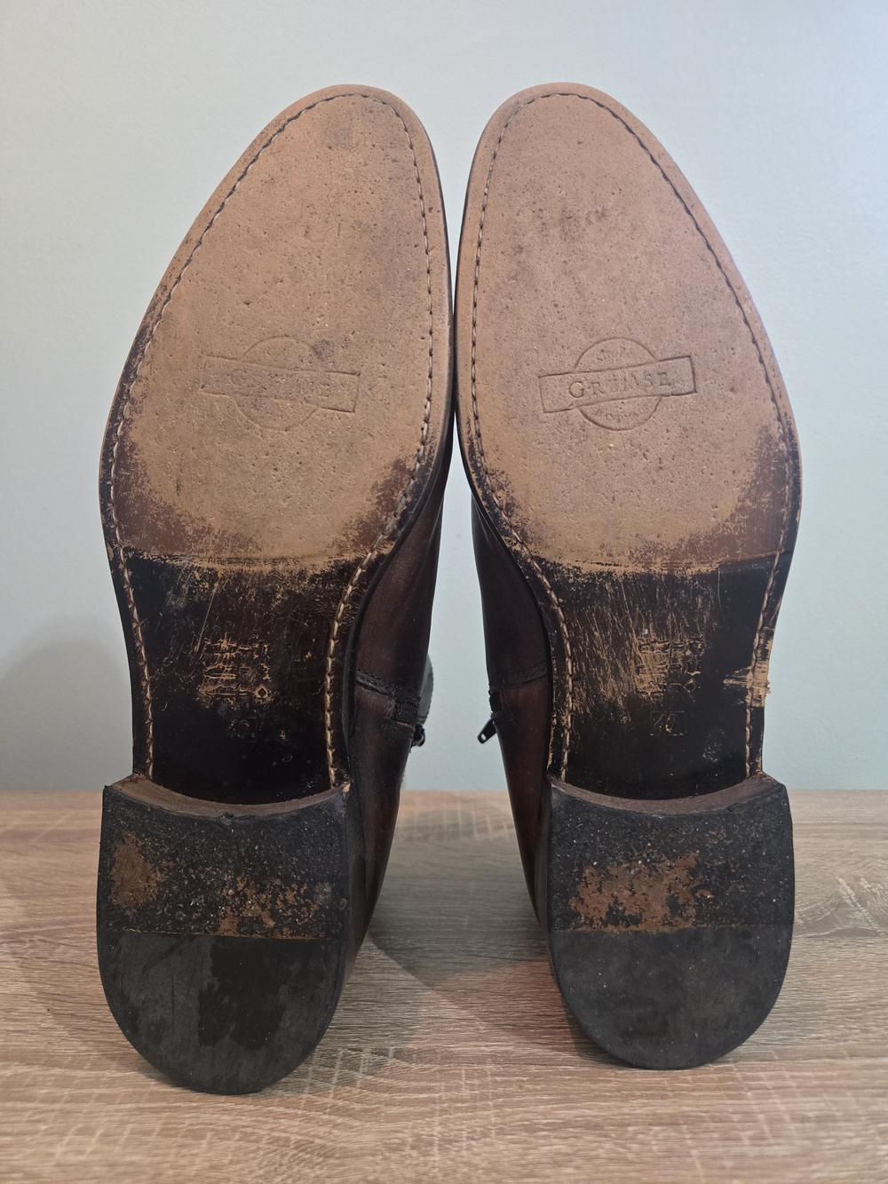 Men's Handmade Brown Leather Ankle Boots with Side Zip and Buckle Strap - Picture 5 of 6